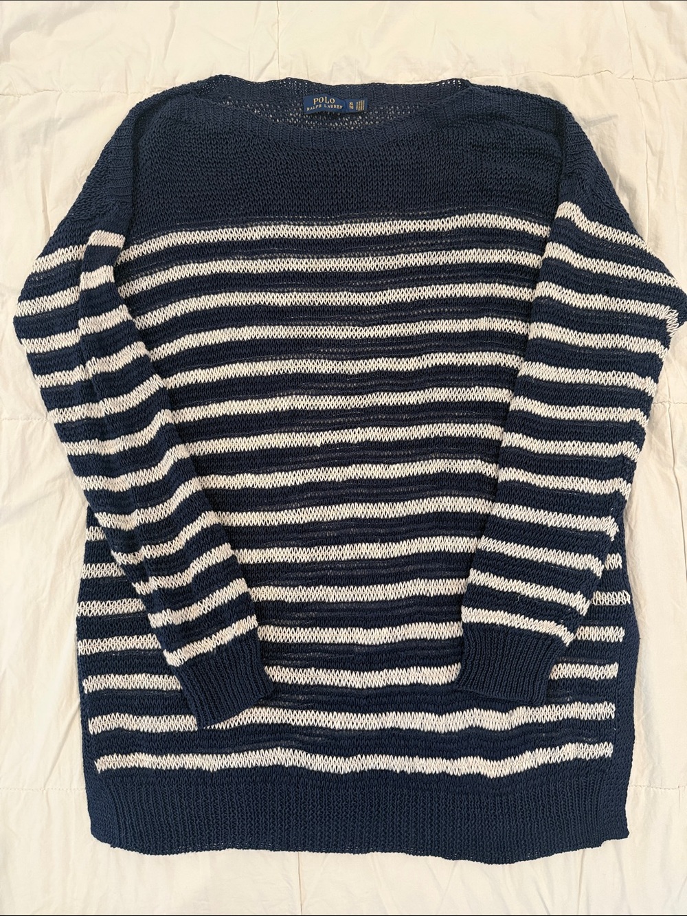 Polo by Ralph Lauren Navy & White Striped Crewneck Sweater